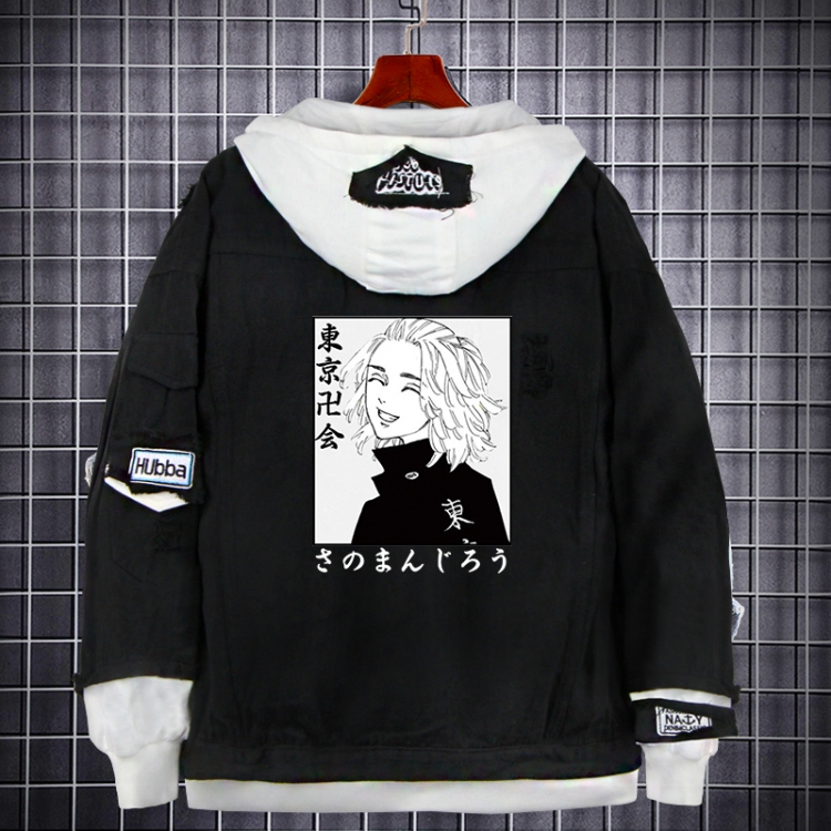 Tokyo Revengers  Anime Loose Hooded Fake Two Denim Jackets from S to 5XL