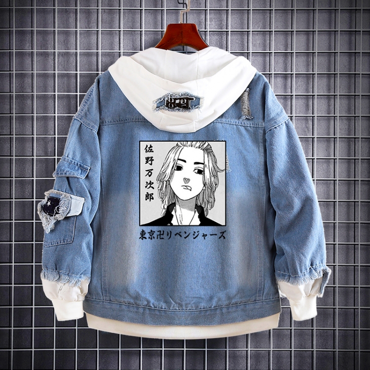 Tokyo Revengers  Anime Loose Hooded Fake Two Denim Jackets from S to 5XL