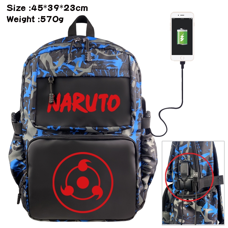 Naruto Anime waterproof nylon material camouflage backpack school bag 45X39X23CM