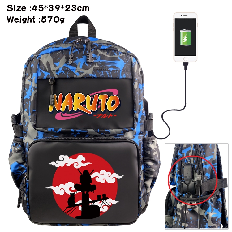 Naruto Anime waterproof nylon material camouflage backpack school bag 45X39X23CM