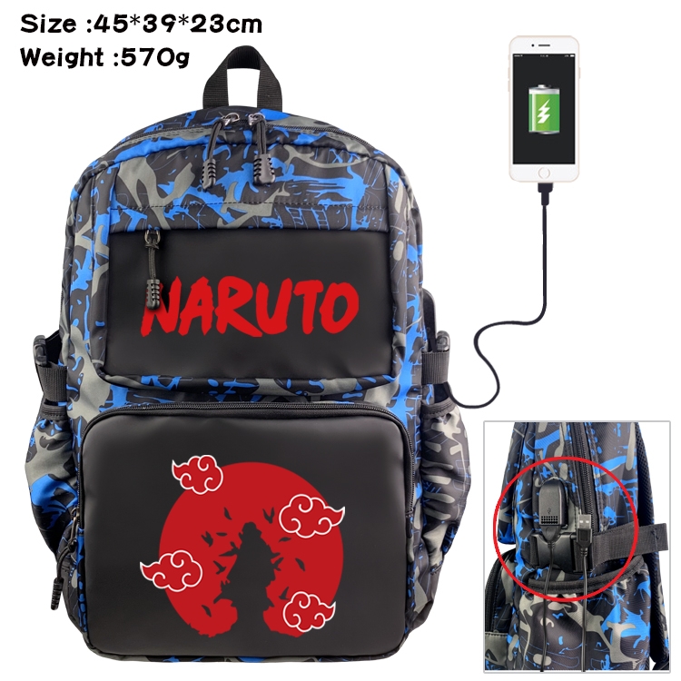 Naruto Anime waterproof nylon material camouflage backpack school bag 45X39X23CM