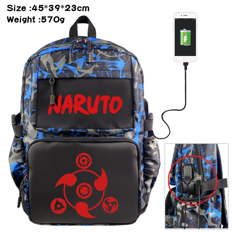 Naruto Anime waterproof nylon material camouflage backpack school bag 45X39X23CM