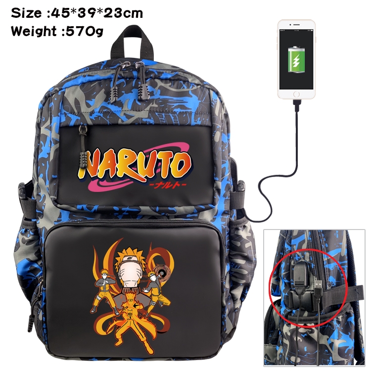 Naruto Anime waterproof nylon material camouflage backpack school bag 45X39X23CM