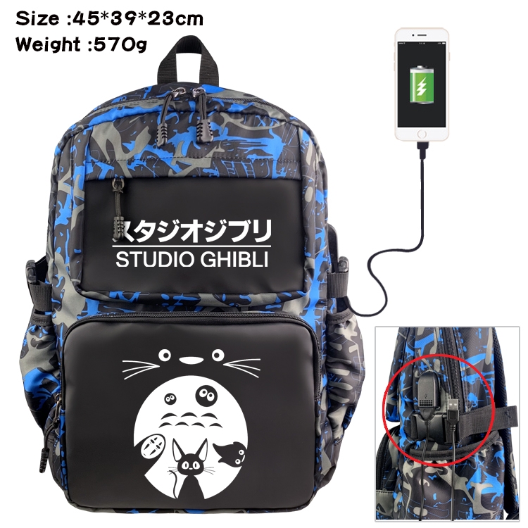 TOTORO Anime waterproof nylon material camouflage backpack school bag 45X39X23CM