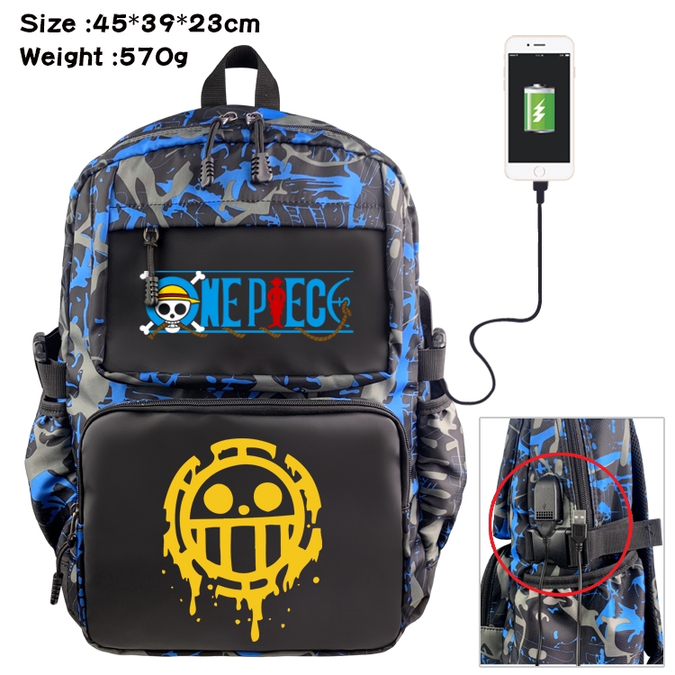 One Piece Anime waterproof nylon material camouflage backpack school bag 45X39X23CM