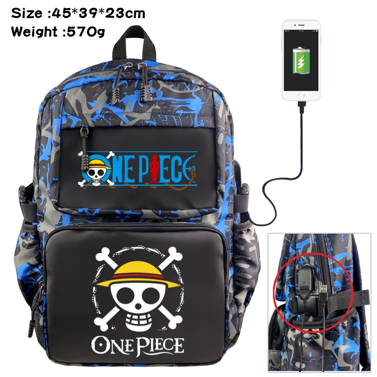 One Piece Anime waterproof nylon material camouflage backpack school bag 45X39X23CM