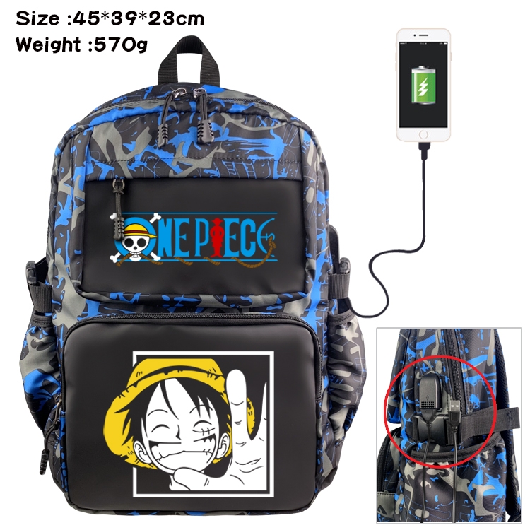 One Piece Anime waterproof nylon material camouflage backpack school bag 45X39X23CM