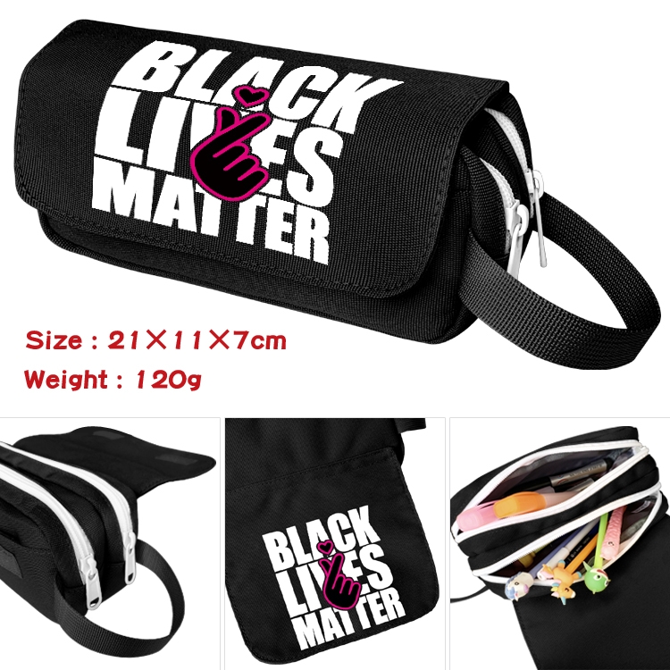 BLACK PINK Star film large capacity double-layer pencil case Pencil Bag 20x11x7cm