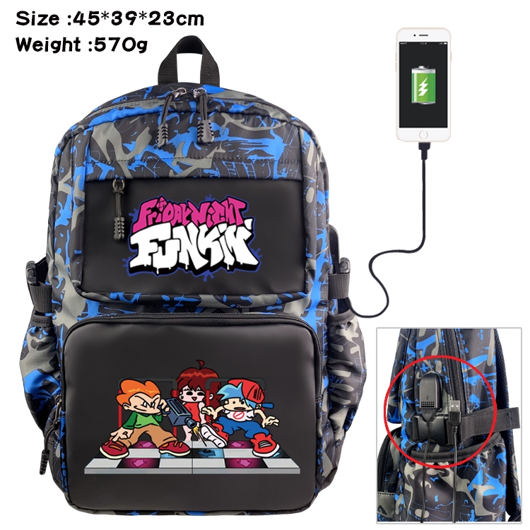 Friday Night Funkin Anime waterproof nylon material camouflage backpack school bag 45X39X23CM