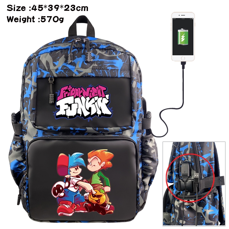Friday Night Funkin Anime waterproof nylon material camouflage backpack school bag 45X39X23CM