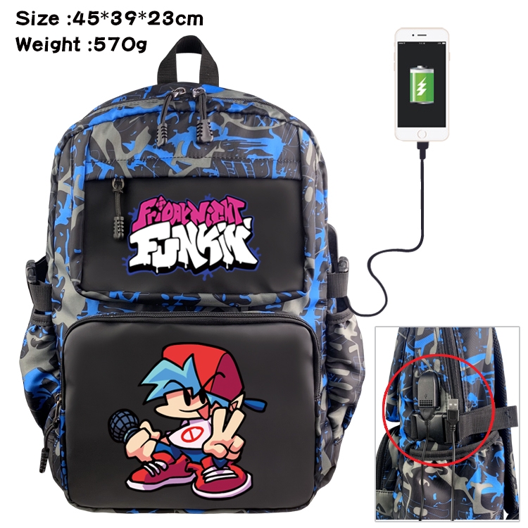 Friday Night Funkin Anime waterproof nylon material camouflage backpack school bag 45X39X23CM