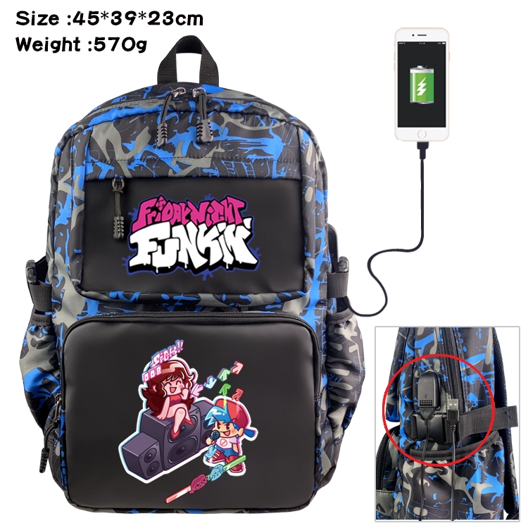 Friday Night Funkin Anime waterproof nylon material camouflage backpack school bag 45X39X23CM