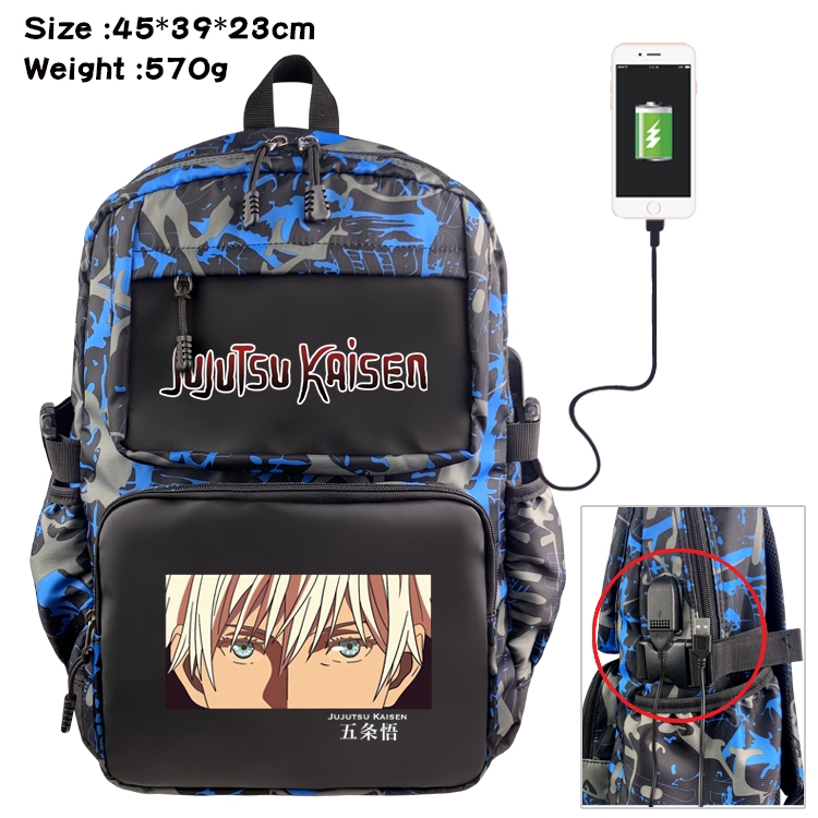 Jujutsu Kaisen Anime waterproof nylon material camouflage backpack school bag 45X39X23CM