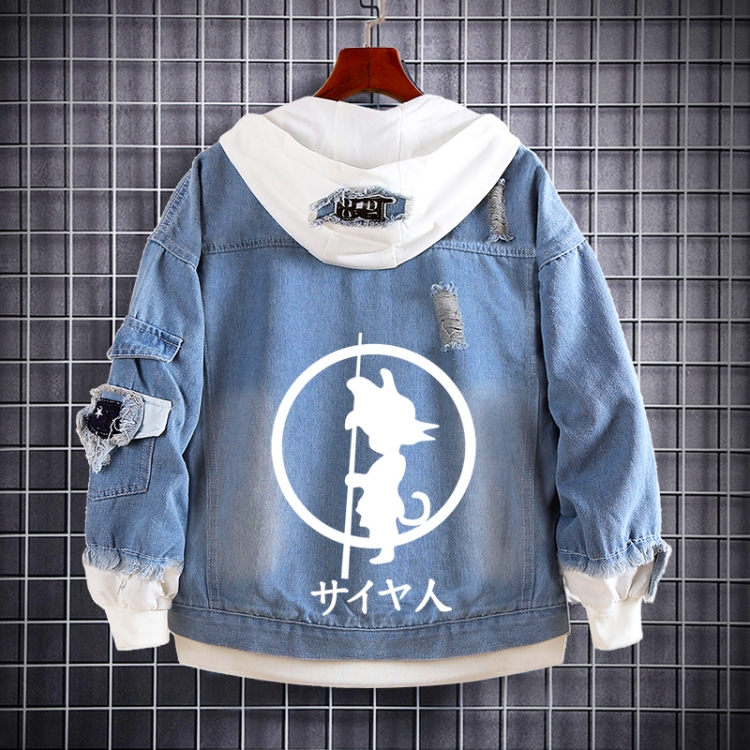 DRAGON BALL Anime Loose Hooded Fake Two Denim Jackets from S to 5XL