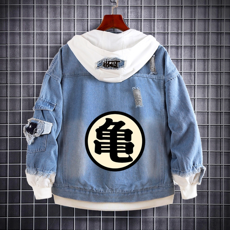 DRAGON BALL Anime Loose Hooded Fake Two Denim Jackets from S to 5XL