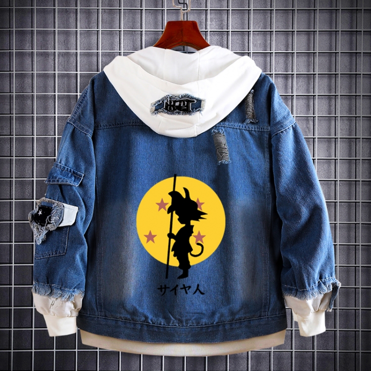 DRAGON BALL Anime Loose Hooded Fake Two Denim Jackets from S to 5XL