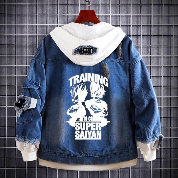 DRAGON BALL Anime Loose Hooded Fake Two Denim Jackets from S to 5XL
