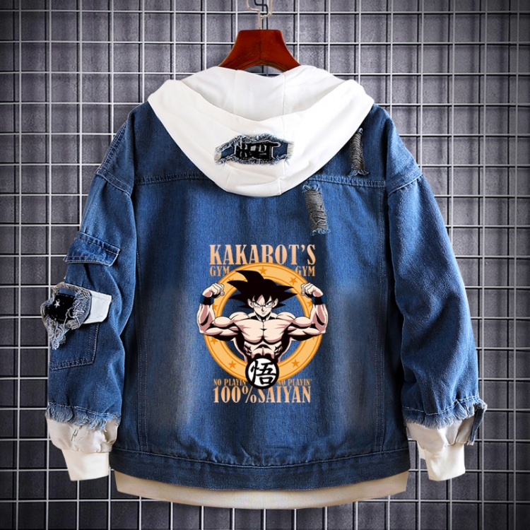 DRAGON BALL Anime Loose Hooded Fake Two Denim Jackets from S to 5XL
