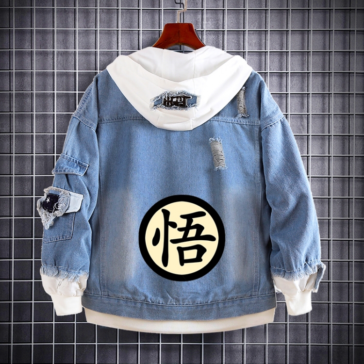 DRAGON BALL Anime Loose Hooded Fake Two Denim Jackets from S to 5XL