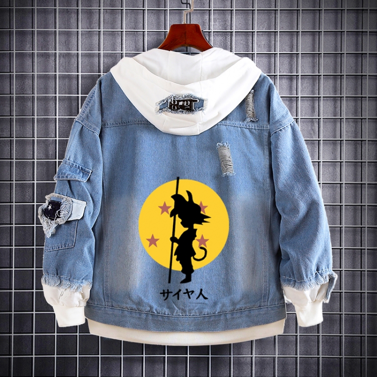 DRAGON BALL Anime Loose Hooded Fake Two Denim Jackets from S to 5XL