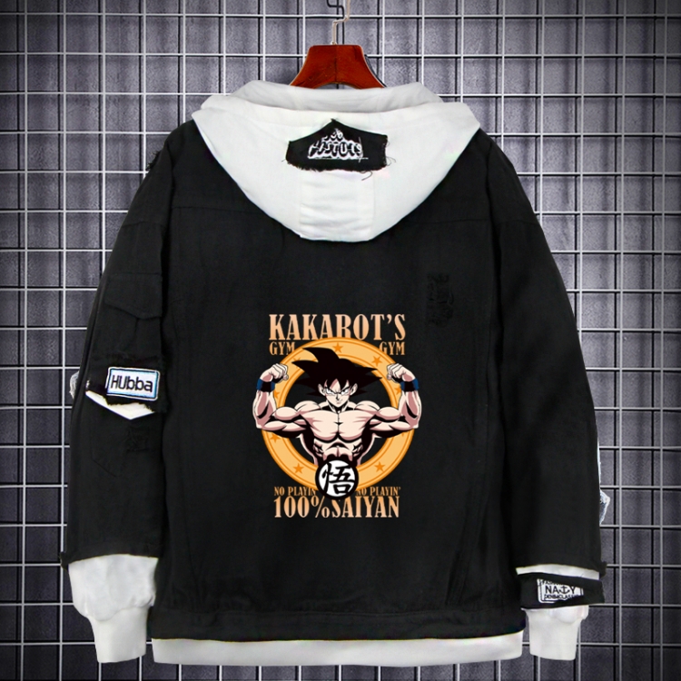 DRAGON BALL Anime Loose Hooded Fake Two Denim Jackets from S to 5XL