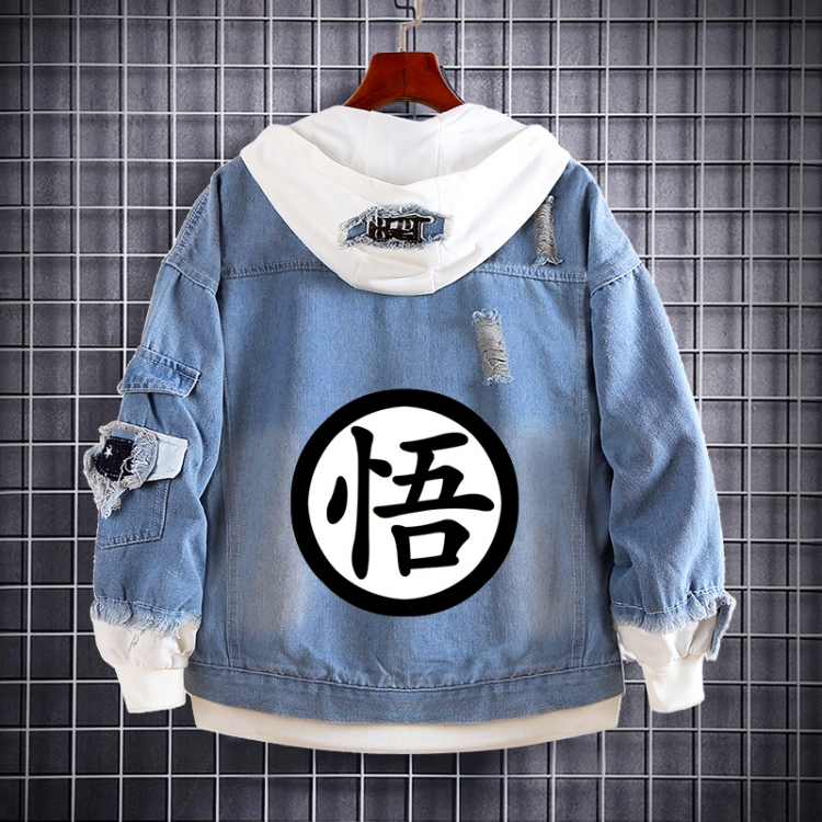 DRAGON BALL Anime Loose Hooded Fake Two Denim Jackets from S to 5XL