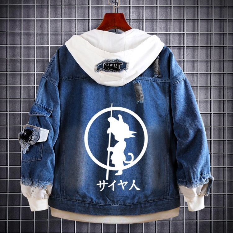 DRAGON BALL Anime Loose Hooded Fake Two Denim Jackets from S to 5XL