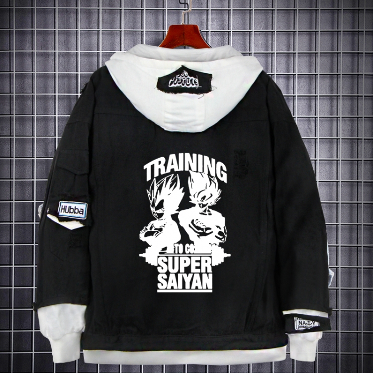 DRAGON BALL Anime Loose Hooded Fake Two Denim Jackets from S to 5XL