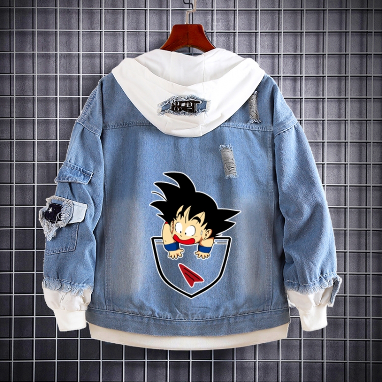 DRAGON BALL Anime Loose Hooded Fake Two Denim Jackets from S to 5XL