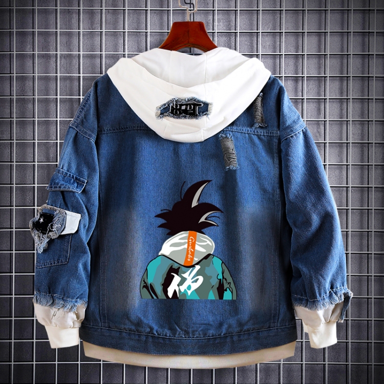 DRAGON BALL Anime Loose Hooded Fake Two Denim Jackets from S to 5XL