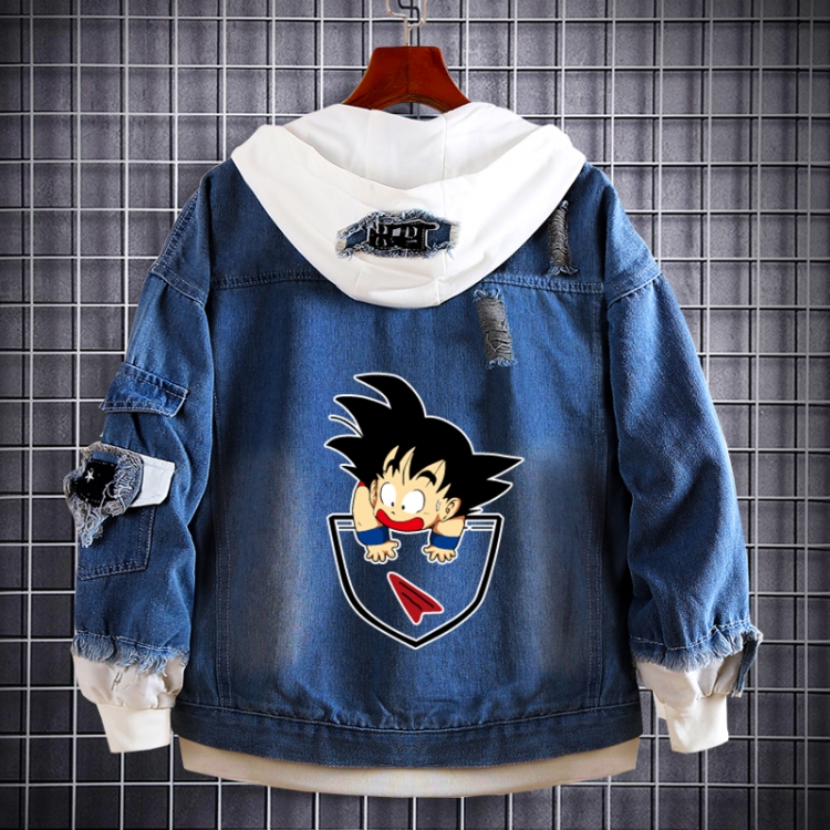 DRAGON BALL Anime Loose Hooded Fake Two Denim Jackets from S to 5XL