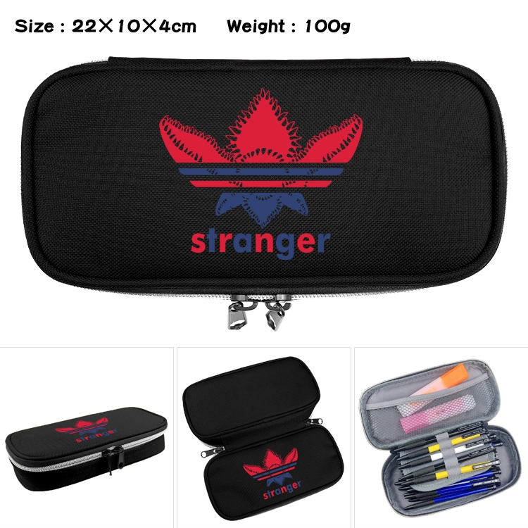 Stranger Things Anime Waterproof canvas zipper clamshell pencil case pencil case  22x10x4cm