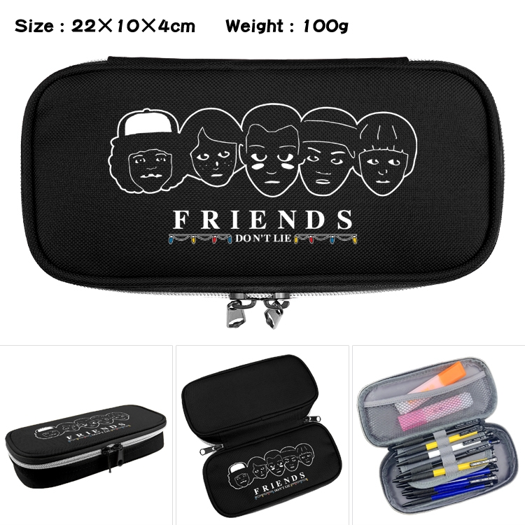 Stranger Things Anime Waterproof canvas zipper clamshell pencil case pencil case  22x10x4cm