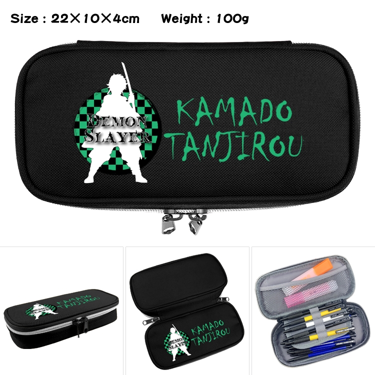 Demon Slayer Kimets Anime Waterproof canvas zipper clamshell pencil case pencil case  22x10x4cm