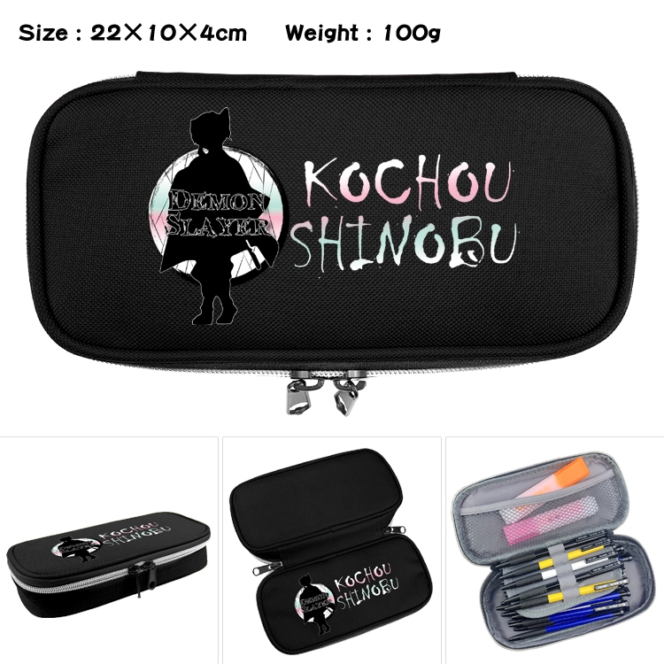 Demon Slayer Kimets Anime Waterproof canvas zipper clamshell pencil case pencil case  22x10x4cm