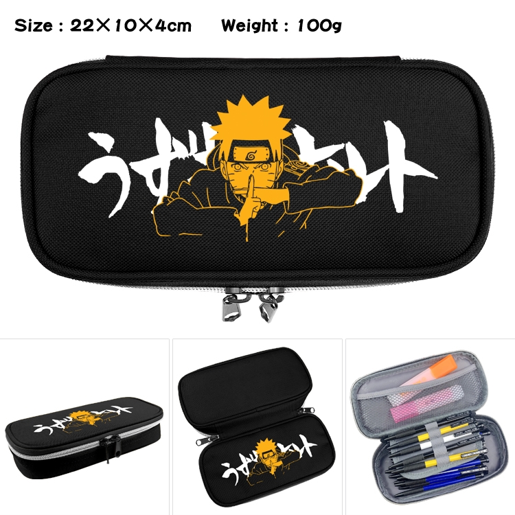 Naruto  Anime Waterproof canvas zipper clamshell pencil case pencil case  22x10x4cm
