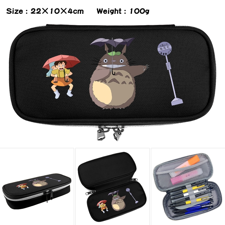 TOTORO Anime Waterproof canvas zipper clamshell pencil case pencil case  22x10x4cm