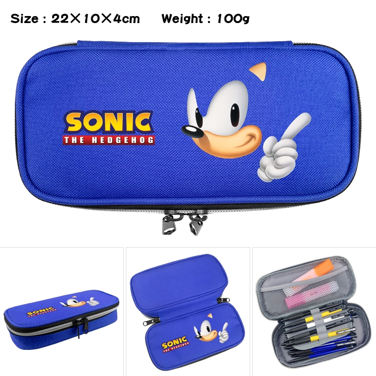 Sonic the Hedgehog  Anime Waterproof canvas zipper clamshell pencil case pencil case 22x10x4cm