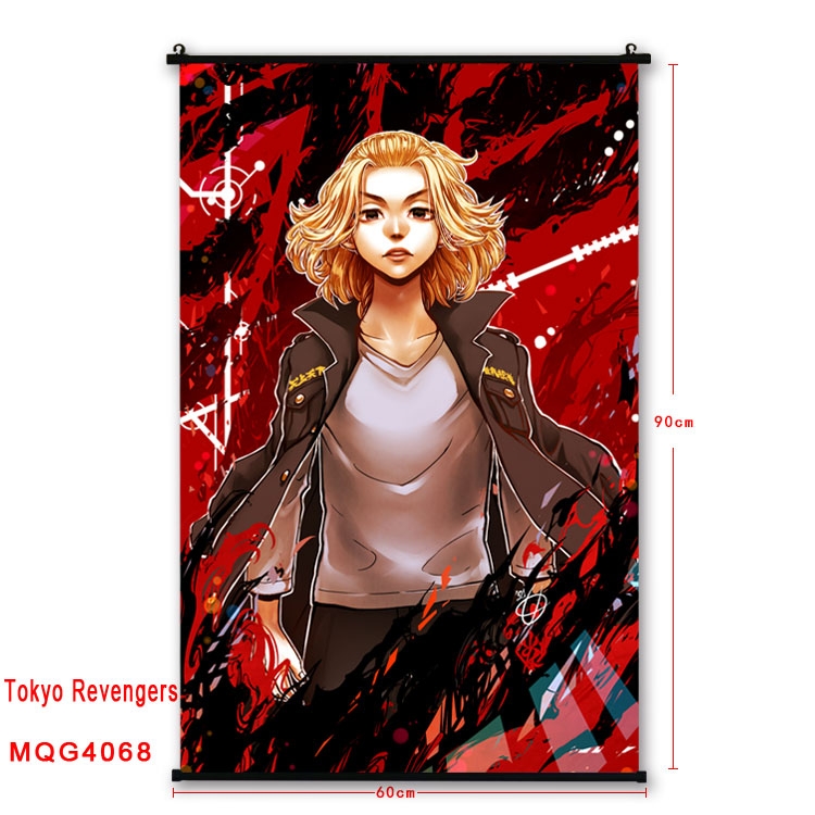 Tokyo Revengers  black Plastic rod Cloth painting Wall Scroll 60X90CM  MQG-4068