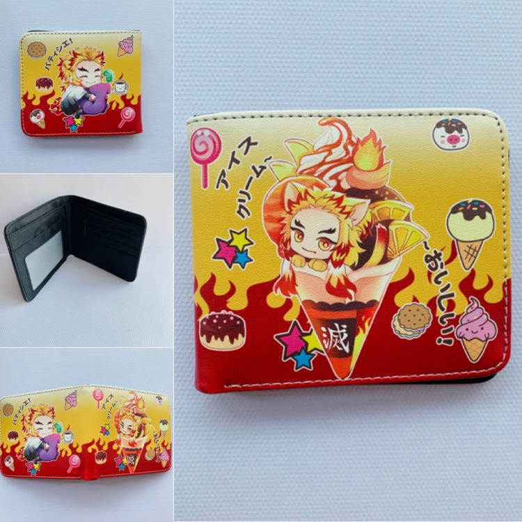 Demon Slayer Kimets Full color  Two fold short card case wallet 11X9.5CM 60G Style D