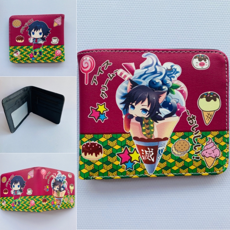 Demon Slayer Kimets Full color  Two fold short card case wallet 11X9.5CM 60G Style E