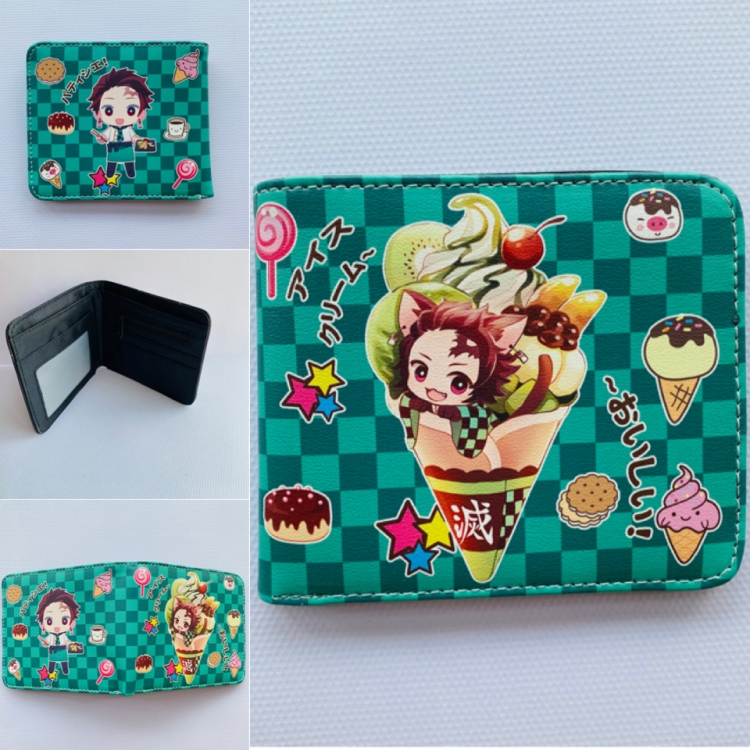 Demon Slayer Kimets Full color  Two fold short card case wallet 11X9.5CM 60G Style G