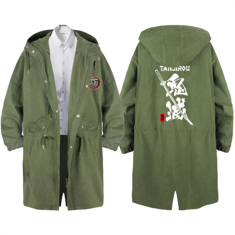 Demon Slayer Kimets  Anime Peripheral Hooded Long Windbreaker Jacket from S to 3XL