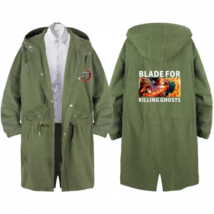 Demon Slayer Kimets  Anime Peripheral Hooded Long Windbreaker Jacket from S to 3XL