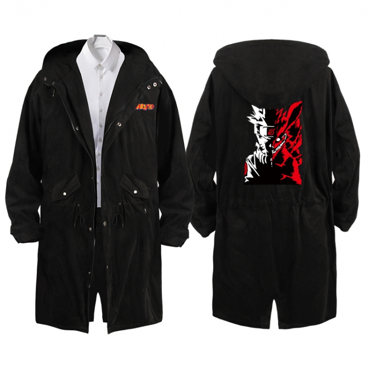  NarutoAnime Peripheral Hooded Long Windbreaker Jacket from S to 3XL