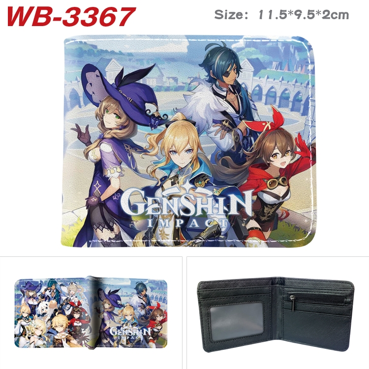 Genshin Impact Anime color book two-fold leather wallet 11.5X9.5X2CM WB-3367A