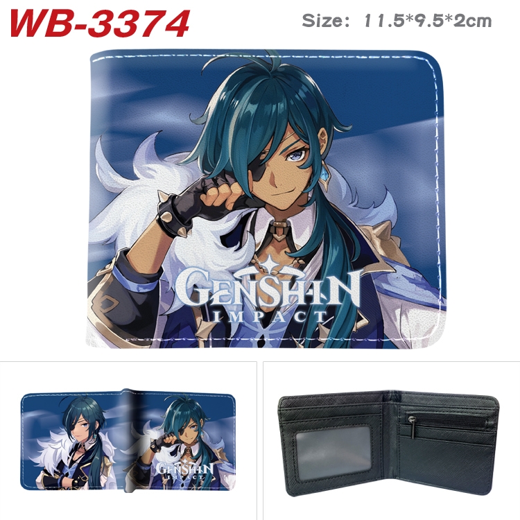 Genshin Impact Anime color book two-fold leather wallet 11.5X9.5X2CM WB-3374A