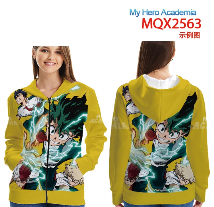 My Hero Academia Long Sleeve Zip Hood Patch Pocket Sweatshirt   from XXS to 4XL  MQX-2563