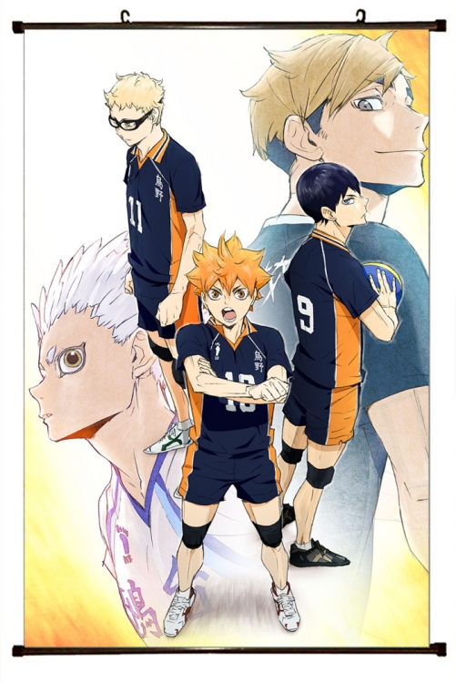 Haikyuu!! Anime black Plastic rod Cloth painting Wall Scroll 60X90CM  p1-357