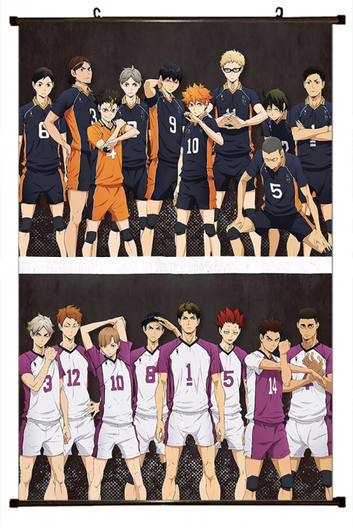 Haikyuu!! Anime black Plastic rod Cloth painting Wall Scroll 60X90CM p1-379